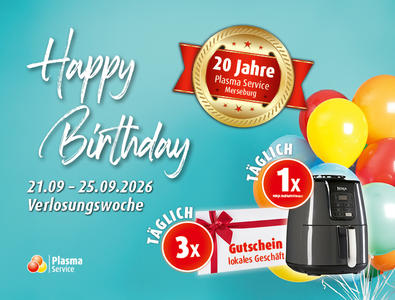 Plasma Service Europe 2026 KW 39 Geburtstag MQ