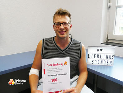 Plasma Service Europe Aachen 100. Spende Jan-Hendrik Kreimendahl