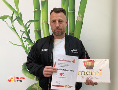 Plasma Service Europe Dortmund 300. Spende Arthur Kloska