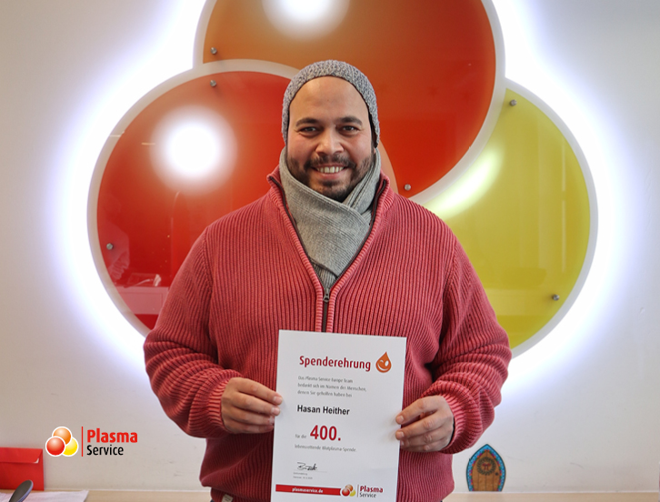 Plasma Service Europe Hannover 400. Spende Hasan Heither