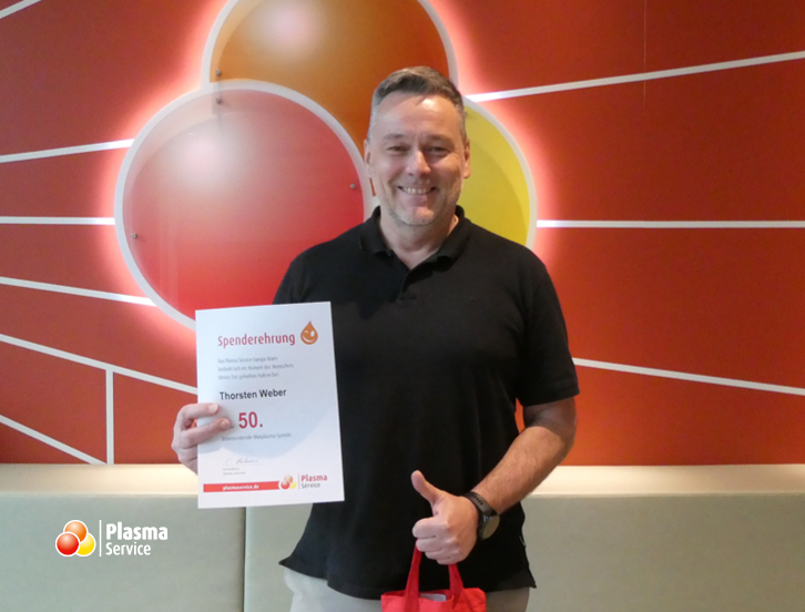 Plasma Service Europe Karlsruhe 50. Spende Thorsten Weber